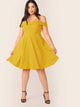 Plus Off Shoulder Foldover Skater Dress