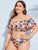 Plus Tropical Cut Out Flounce Bikini Set