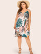 Plus Palm Tree Print Midi Cami Dress