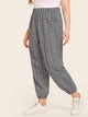 Plus Plaid Ruched Hem Pants