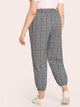 Plus Plaid Ruched Hem Pants