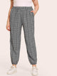 Plus Plaid Ruched Hem Pants