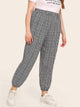 Plus Plaid Ruched Hem Pants