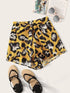 Plus Leopard Print Knot Wide Leg Shorts