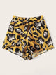 Plus Leopard Print Knot Wide Leg Shorts