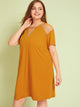 Plus Solid Strappy Insert Dress