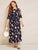  Plus Flutter Sleeve Self Belted Geo Maxi Dress