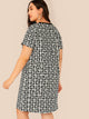 Plus Greek Fret Print Dress