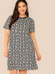 Plus Greek Fret Print Dress