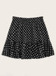 SHEIN Plus Frill Trim Layered Polka Dot Skirt