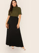 Plus Elastic Waist Fit & Flare Skirt