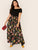 SHEIN Plus Floral Print Flare Maxi Skirt