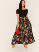 SHEIN Plus Floral Print Flare Maxi Skirt