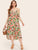 Plus Floral And Tropical Print Ruffle Trim Asymmetrical Neck Dress