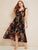 Plus Floral Tie Back Ruffle Hem Wrap Knotted Dress