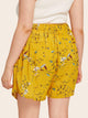 Plus Floral Print Tie Front Asymmetrical Shorts