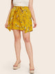 Plus Floral Print Tie Front Asymmetrical Shorts