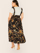 SHEIN Plus Chain Print Paperbag Waist Pinafore Skirt