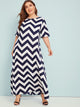 Plus Chevron Print Maxi Dress