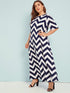 Plus Chevron Print Maxi Dress