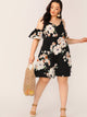  Plus Cold Shoulder Floral Print Dress