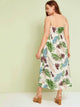 Plus Tropical Print Zipper Cami Dress