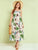 Plus Tropical Print Zipper Cami Dress