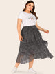 Plus Speckled Print Tiered Layer Ruffle Hem Skirt