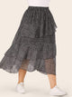 Plus Speckled Print Tiered Layer Ruffle Hem Skirt