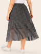 Plus Speckled Print Tiered Layer Ruffle Hem Skirt