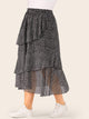 Plus Speckled Print Tiered Layer Ruffle Hem Skirt