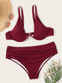 Plus Underwire Top With Ruched Bikini Set