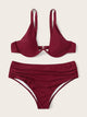 Plus Underwire Top With Ruched Bikini Set