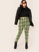 Plus Neon Lime Snakeskin Print Leggings