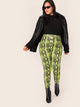 Plus Neon Lime Snakeskin Print Leggings