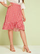 Plus Ruffle Hem Plaid Skirt