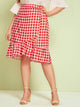 Plus Ruffle Hem Plaid Skirt