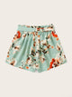 Plus Floral Print Self Tie Shorts