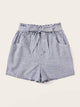 Plus Striped Self Tie Shorts