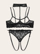 Plus Floral Lace Lingerie Set With Choker