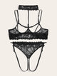 Plus Floral Lace Lingerie Set With Choker