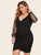 Plus Surplice Contrast Mesh Bishop Sleeve Dress