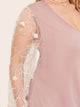 Plus Sheer Embroidered Mesh Sleeve Dress