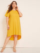  Plus Split High-low Hem Solid Dress