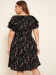  Plus Keyhole Neck Butterfly Sleeve Belted Dress