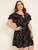  Plus Keyhole Neck Butterfly Sleeve Belted Dress