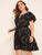  Plus Keyhole Neck Butterfly Sleeve Belted Dress