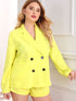 Plus Neon Yellow Double Button Pocket Blazer