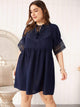 Plus Tie Front Contrast Lace Dress