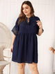 Plus Tie Front Contrast Lace Dress